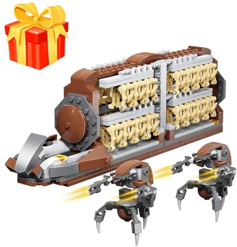 Generisch Battle Army Clone Platoon Attack Craft Building Kit 32-Piece, Battle Soldiers Troop Carrier with 2 Droidekas, Building Blocks Action Figures Army Toys for Kids 6-12 (537 PCS) von Generisch
