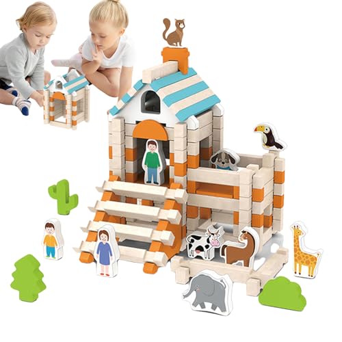 Generisch Bausteine ​​für Kleinkind 1-3, Holzbausteine ​​ | Buntes sicheres lustige Kinderbaum,Bildungspädagogik-Reisespielzeug zur Verbesserung der Eltern-Kind-Interaktion von Generisch