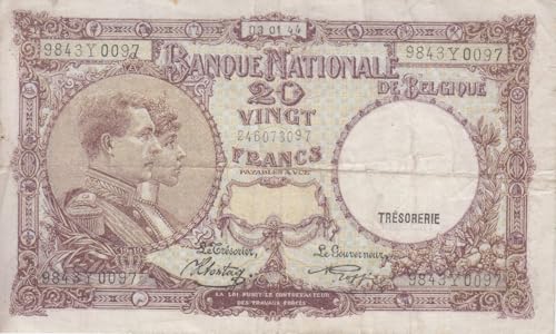 Generisch Belgien Pick-Nr: 111 gebraucht (III) 1944 20 Francs (Banknoten für Sammler) von Generisch
