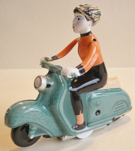 Generisch Blechspielzeug - Motorrad Scooter Girl auf Motorroller, grün von Generisch