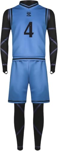 Generisch Blue Lock Erwachsene Cosplay Kostüm Sprot Anzug Uniform Outfit Fußball Jersey Isagi Yoichi Kostüm Basketball Sweatshirt Weste Shorts Anime (Chigiri Hyoma, S) von Generisch