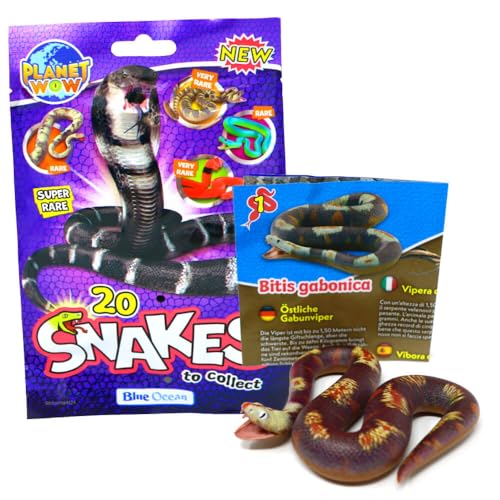 Generisch Blue Ocean Snakes Sammelfiguren 2024 - Planet Wow Farbwechsel Schlange - Figur 1. Östliche Gabunviper von Generisch