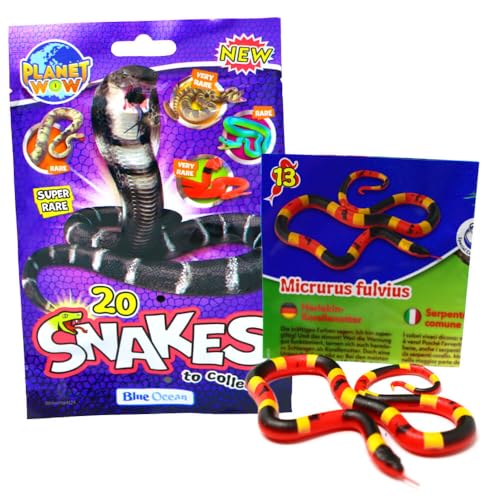 Generisch Blue Ocean Snakes Sammelfiguren 2024 - Planet Wow Farbwechsel Schlange - Figur 13. Harlekin Korallenotter von Generisch