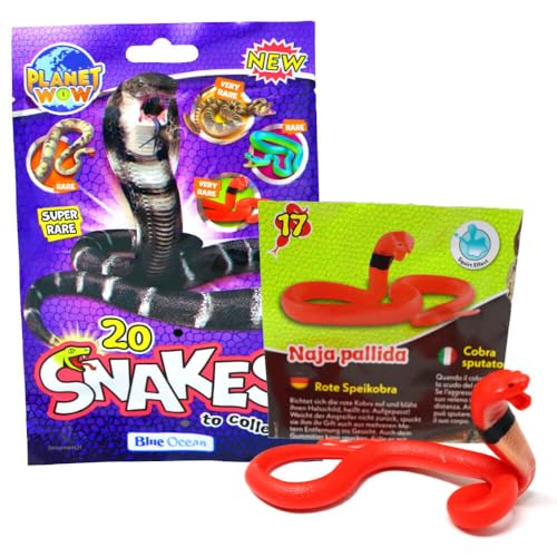 Generisch Blue Ocean Snakes Sammelfiguren 2024 - Planet Wow Farbwechsel Schlange - Figur 17. Rote Speikobra (Selten) von Generisch