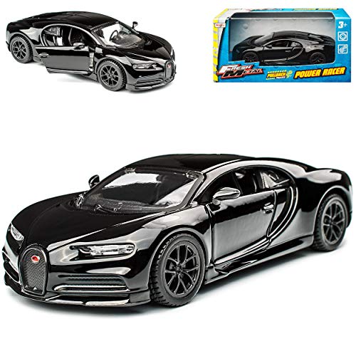 Generisch Bugatti Chiron Coupe Schwarz Ab 2016 mit Rückzugsmotor ca 1/43 Modell Auto von Generisch