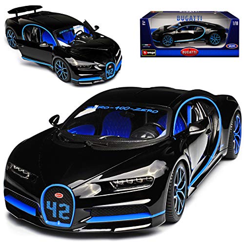 Generisch Bugatti Chiron Coupe Schwarz Weltrekord Version Ab 2016 1/18 Burago Modell Auto von Generisch
