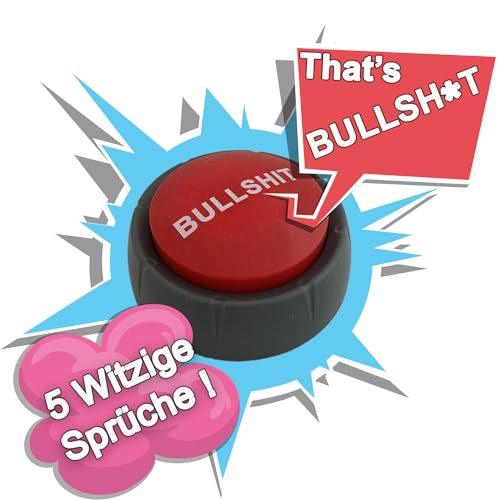 Generisch Bullshit Button - Scherzartikel für Büro, Arbeit und Zuhause - 5 Soundeffekte, Lichteffekte, Batterien inklusive - Ab 1 Spieler, Unisex, Rot und Dunkelgrau, 9 x 4 cm von Generisch