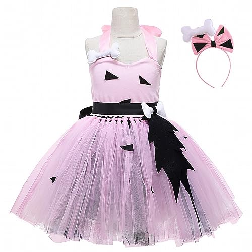 Generisch Camouflage Baby spielt Kleid Performance Kostüm mit Kopfschmuck Halloween Kostüm Prinzessin Kleid Party Strampler Junge Kleid mit Punktemuster für Mädchen (Pink, 2-4 Years) von Generisch