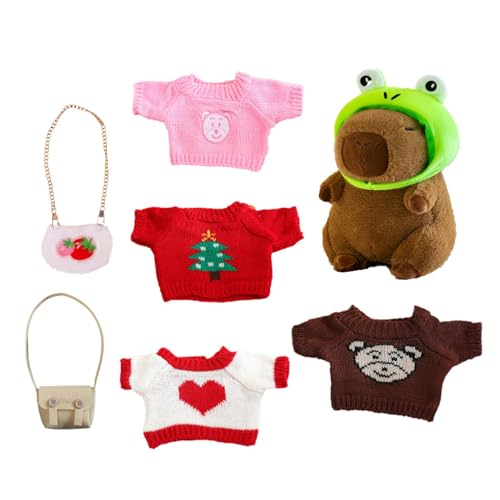 Generisch Capybara Kuscheltier mit 7 STK Capybara Kostüm | 23 cm Anzieh Capybara Plüschtier | Süßes Plushie Capybara mit Kleidung | Capybara Figur Stofftier Home Deko Parties Gastgeschenke für Kinder Generisch Capybara Kuscheltier mit 7 STK Capybara Kostüm | 23 cm Anzieh Capybara Plüschtier | Süßes Plushie Capybara mit Kleidung | Capybara Figur Stofftier Home Deko Parties Gastgeschenke für Kinder von Generisch