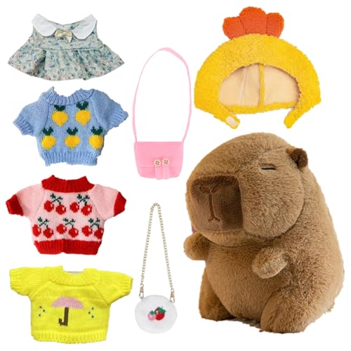Generisch Capybara Plüsch, Capybara Stofftier, mit Kopfbedeckung 4 Kleidung & Accessoires - Niedliche Kuscheltiere zum Anziehen, Plüschtiere, Cartoon-Capybara-Stofftiere mit Outfits für Kinder Generisch Capybara Plüsch, Capybara Stofftier, mit Kopfbedeckung 4 Kleidung & Accessoires - Niedliche Kuscheltiere zum Anziehen, Plüschtiere, Cartoon-Capybara-Stofftiere mit Outfits für Kinder von Generisch