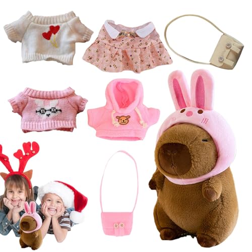 Generisch Capybara Plüschspielzeug, 9 in Dress Up Capybara Plüsch, Capybara Stofftiere, Capybara Plüschspielzeug mit Kleidung und Taschen, Capybara Soft Doll, Capybara Stofftier für j-ungen Mädchen Generisch Capybara Plüschspielzeug, 9 in Dress Up Capybara Plüsch, Capybara Stofftiere, Capybara Plüschspielzeug mit Kleidung und Taschen, Capybara Soft Doll, Capybara Stofftier für j-ungen Mädchen von Generisch