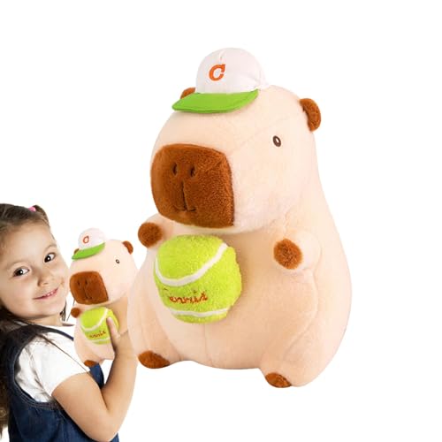 Capybara-Plüschtiere,Gefülltes Capybara-Plüschtier | Plüsch süße Capybara | Süßes Kuscheltier Capybara, Umarmungen Baseball Capybara Spielzeug für Kinder und Erwachsene zum Geburtstag von Generisch