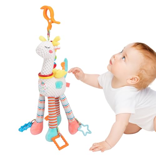 Generisch Car Seat Toys | Knisterndes Quietschspielzeug Mit Niedlichem Design,Kuscheltier Mit Windspiel, Multisensorik, Knisterfolie Und Rassel – Für Unterwegs, Einschlafhilfe Und Beistellbett von Generisch