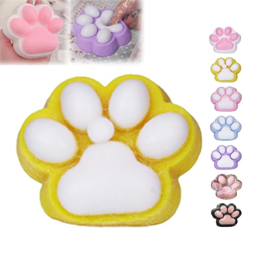 Generisch Cat Paw Squishy, Giant Cat Paw Squishy Jumbo, 2025 New 5 Inches Big Cat Paw Squishy Toys, Handmade Squishy Big Cat Paw, Silicone Squeeze Toys for Stress Relief Adults (Yellow) von Generisch