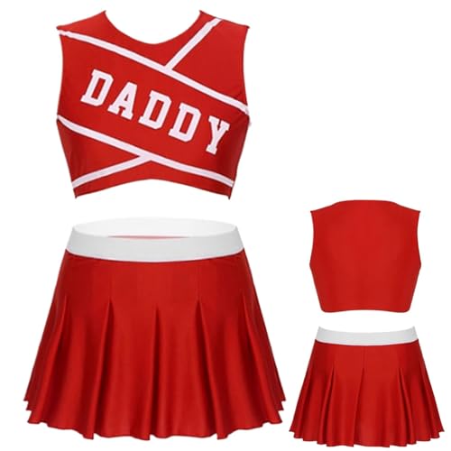 Generisch Cheerleader-Outfit, Cheerleader-Kostüm - Modisches Cheer-Outfit Cheerleading-Outfit | Bequeme Damen-Cheerleader-Uniform für Weihnachten, Halloween, Muttertag, Valentinstag von Generisch