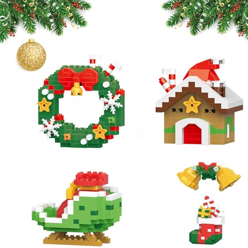Generisch Christmas Element Building Blocks - Santa Claus Design BuildingBlocks Set, DIY ChristmasLego Theme Ornaments, Xmas New Year Birthday Gifts (C 4Pcs) von Generisch
