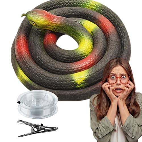Generisch Clip On Snake Prank,Schlange an Einer Schnur - Golfspielzeugschlangen, die echt Aussehen,DIY Schlangen-Streich, hohe Simulation mit Schnur und Clip für einfache Einrichtung, gefälschte von Generisch