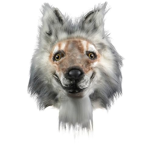 Generisch Cosplay Kostüm Maske Wolf Kopf Maske Kopfbedeckung Vollgesicht Halloween Tanz Tier Mit Haarigen Werwolf Horror Requisiten von Generisch