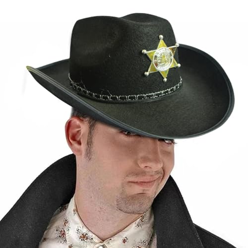 Generisch Cowgirl-Hut für Damen - Atmungsaktive Westernhüte - Kopfbedeckung für Damen Cowgirl-Hut Breite Krempe mit Pentagramm Fit Outdoor, Cosplay, Party von Generisch