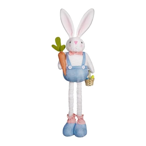 Generisch Cute Easter Bunny Dolls, Stuffed Rabbit with Retractable Spring Legs, Adorable Bunny Holding Basket and Carrots, Festive Spring Decoration for Living Room and Nursery Generisch Cute Easter Bunny Dolls, Stuffed Rabbit with Retractable Spring Legs, Adorable Bunny Holding Basket and Carrots, Festive Spring Decoration for Living Room and Nursery von Generisch