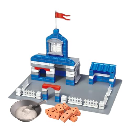 Generisch DIY Mini-Ziegelhaus BAU-Set für Kinder – Architektenspielzeug mit Mini-Ziegeln & Zement | Kreatives Bastel-Geschenk zum Selberbauen für Jungen & Mädchen (Polizeiwache) von Generisch