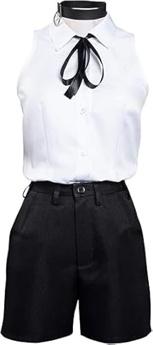 Generisch Damen Chainsawman Cosplay Kostüm Schule Outfit Makima Uniform Kleid Hemd Mantel Jacke Rock Anzug Set,Erwachsene Kostüm Frauen Halloween Party Cosplay (Reze, S) von Generisch
