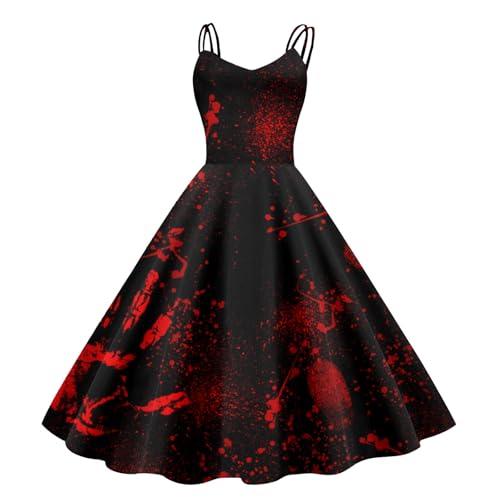 Generisch Damen Halloween KostüM,äRmellos Halloween KostüM Mittelalter Kleidung Halloween KostüM Damen Kurz Halloween WeißEs Kleid Zombie KostüM Braut Outfit Halloween-Kleider Party Karneval Kleider von Generisch