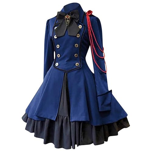 Generisch Damen Mittelalter Kleidung Gothic Renaissance Maid Cosplay Kostüm Kawaii Dress Party Festlich Tunika Ballkleid Große Größen Partykleid mit Bowknot Vintage Kleid Outfits für Frauen Mädchen von Generisch