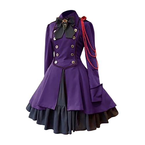 Generisch Damen Mittelalter Kleidung Gothic Renaissance Maid Cosplay Kostüm Kawaii Dress Party Festlich Tunika Ballkleid Große Größen Partykleid mit Bowknot Vintage Kleid Outfits für Frauen Mädchen von Generisch