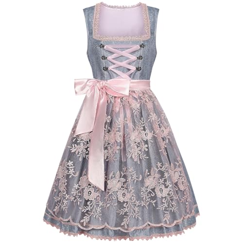 Generisch Damen Vintage Kleid Oktoberfest Ärmelloses Bierkleid Bühnenkostüm Mittelalterliche Rüstung Kostüm Frauen (Pink, S) von Generisch