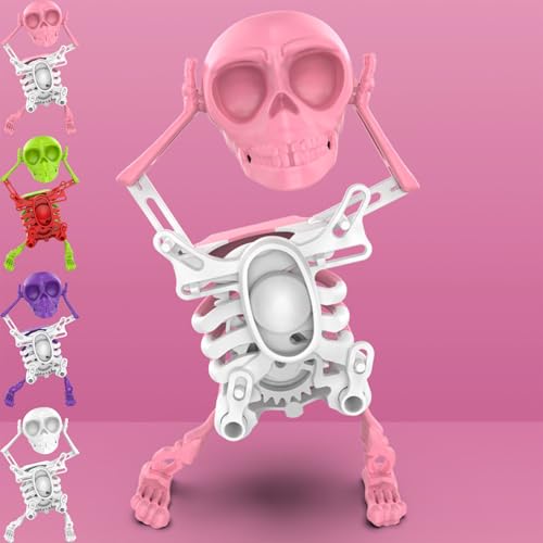 Generisch Dancing and Swinging 3D Skull Toy, Dancing Skeleton Toy, 3D Swinging Skeleton Wind up Toy, Wind Up Skeleton Desktop Spring Clockwork Toys (Pink) von Generisch