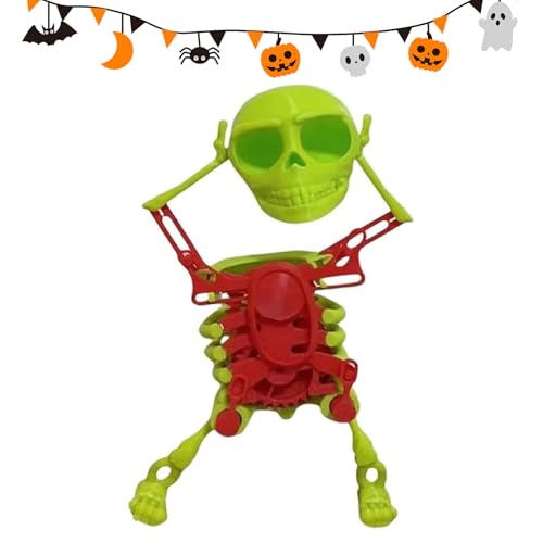 Generisch Dancing and Swinging 3D Skull Toy, Funny 3D Dancing Skull Toy, Wind Up Skeleton Desktop Spring Clockwork Toys, Wiggling Desk Decor for Halloween Pranks (Green) von Generisch