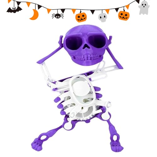Generisch Dancing and Swinging 3D Skull Toy, Funny 3D Dancing Skull Toy, Wind Up Skeleton Desktop Spring Clockwork Toys, Wiggling Desk Decor for Halloween Pranks (Purple) von Generisch