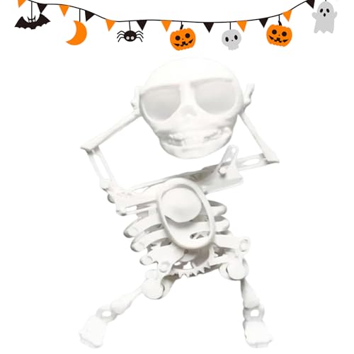 Generisch Dancing and Swinging 3D Skull Toy, Funny 3D Dancing Skull Toy, Wind Up Skeleton Desktop Spring Clockwork Toys, Wiggling Desk Decor for Halloween Pranks (White) von Generisch