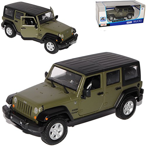 Generisch Jeep Wrangler JK Unlimited 5 Türer Grün Ab 2007 1/24 Modell Auto mit individiuellem Wunschkennzeichen von Generisch