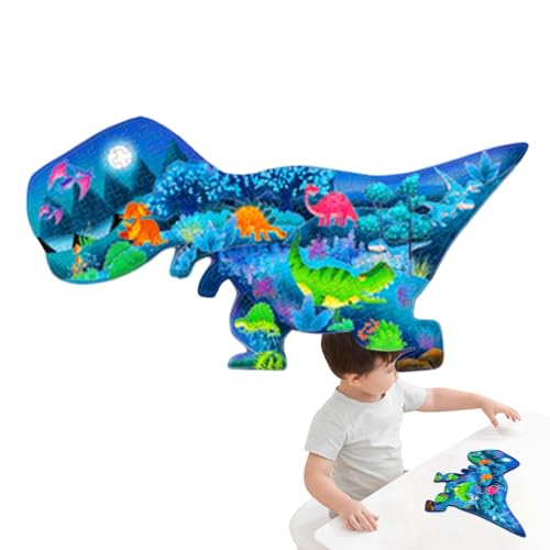 Generisch Dinosaurier-Puzzle,Dinosaurier-Puzzle für Kleinkinder - Leuchtendes Lernpuzzle | Bodenpuzzle für Kinder im Alter von 3–8 Jahren, 200 Teile Puzzle in Tierform, Puzzlespielzeug für von Generisch