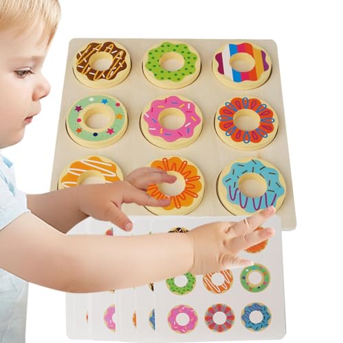 Generisch Donut-Spielzeug-Set, Donut-Spielzeug für Kinder - Pädagogische Lernspielzeuge für Kleinkinder | Hölzernes Donut-Spielzeug zur Fähigkeitsentwicklung, realistisches Spiel-Essen-Set, passendes von Generisch