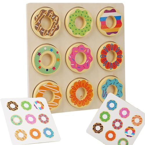 Generisch Donut-Spielzeug aus Holz, Donut-Spielzeug-Set - Pädagogisches Rollenspiel aus Holz für Kinder - Realistisches Donut-Spielzeug-Set für Mädchen und Jungen, Holz-Spiel-Essen-Set, passendes von Generisch