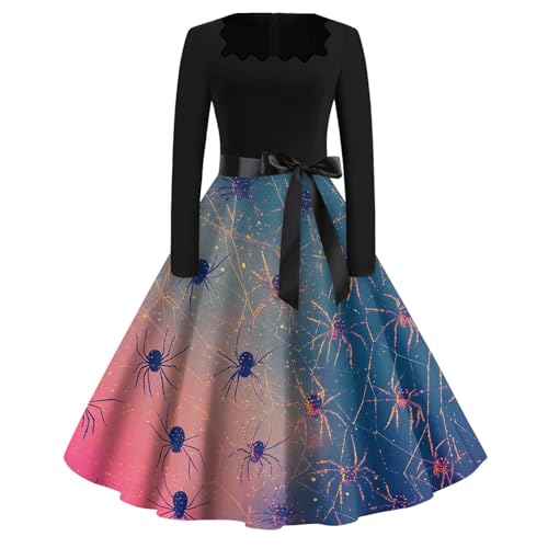 Generisch Dresses for Women Rabe Puppe Mörder Schwarzes Korsett Kleid Engelskostüm Gespenst Teufel Halloween Costume Damen Kürbiskleid Wizard Horrorbraut Schwarzer Engel 3XL von Generisch