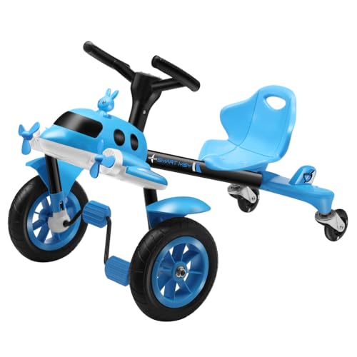 Generisch Drift-Tretauto für Kinder, mit 360-Grad-Omnirad, Tretfahrzeuge für Kinder mit verstellbarem Sitz und luftlosen Reifen, Kinderspielzeug für 3–7 Jahre,Blau von Generisch