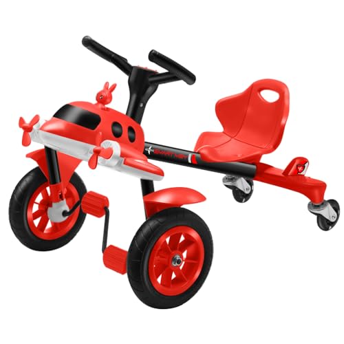 Generisch Drift-Tretauto für Kinder, mit 360-Grad-Omnirad, Tretfahrzeuge für Kinder mit verstellbarem Sitz und luftlosen Reifen, Kinderspielzeug für 3–7 Jahre,Rot von Generisch