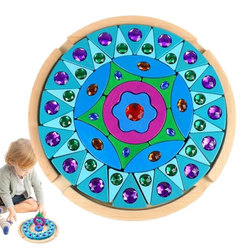 Generisch Edelsteinbausteine ​​| Holzmuster Bausteine ​​- Funkelnde Edelsteinblöcke Puzzle, Bildungsregenbogenstapelblöcke für die frühe Entwicklung von Generisch