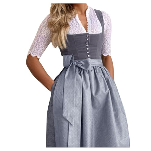 Generisch Einfarbiger Damenanzug mit lässigem Kleid Halloween-Cosplay-Kostüm Orange (Grey, XXL) von Generisch