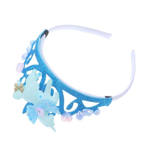Generisch Einhorn Stirnband Haarband Kopfschmuck Mit Kinderkrone Prinzessin-krone-stirnband Für Mädchen Glänzende Kronen-stirnbänder Party-stirnband Haarschmuck Für Plastik Sky-blue von Generisch