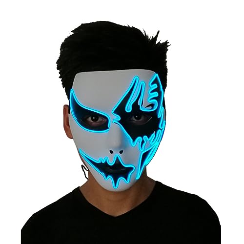 Generisch El Cold Light Handsome Man Glowing Mask Horror Headgear for Halloween Carnival Costume Party Props von Generisch