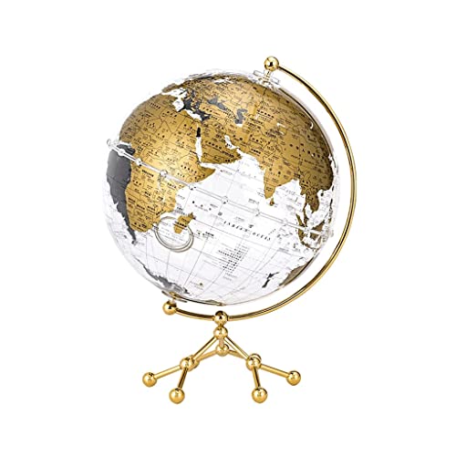Generisch Eleganter Globus aus Acryl mit Metallrahmen – 20 cm dekorativer Globus for die Dekoration zu Hause und im Büro(20cm Gold) von Generisch