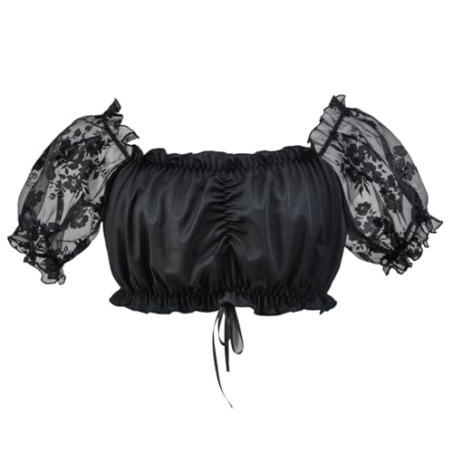 Generisch Elegantes Spitzen-Cosplay-Kostüm, Gothic-Kleid für Frauen, Korsett-Oberteil mit Ärmeln Mittelalterliche Lederstiefel (Black, XXXL) von Generisch