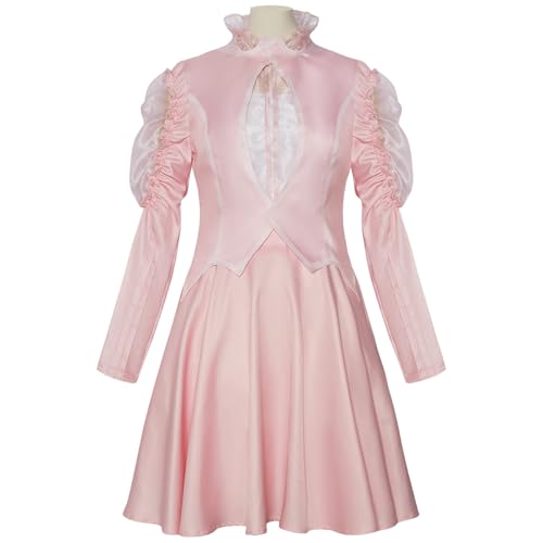 Generisch Elphaba Kostüm Kleid Hexe Frauen Cosplay Kleid Schwarz Voller Hut Oberteil Rock Halloween Outfits Samt Umhang und Zauberin Hut (Glinda, M) von Generisch