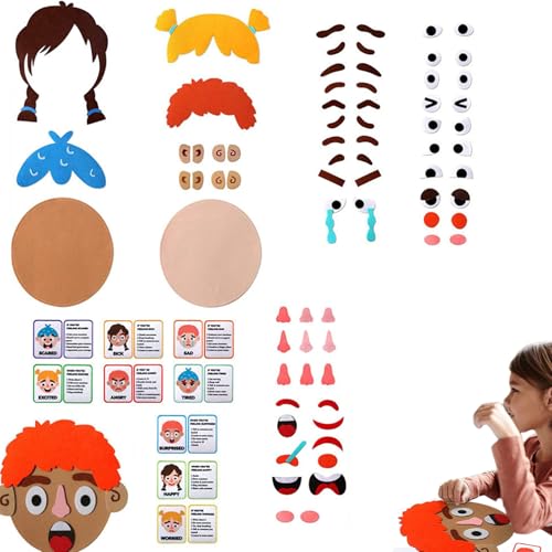 Generisch Emotionsspielzeug für Kinder, lustiges Feeling Faces -Kit, Multiplayer -Spiel Filz Emoticon Kit für Park, Auto, Freien, Zuhause, Schule, Schule von Generisch