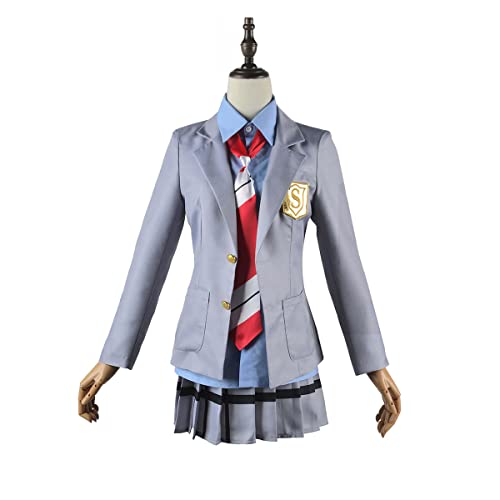 Generisch Erwachsene Anime Your Lie in April Cosplay Kostüm Kaori Miyazono Frauen Uniformen Halloween Party,Grey-M von Generisch